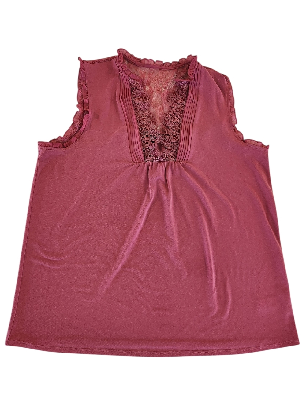 Express Lace-Trim Sleeveless Blouse in Rose Mauve Women's Size Large